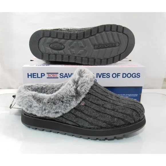 Women's BOBS From Skechers Keepsakes Ice Angel Slippers Clogs Charcoal Size 7