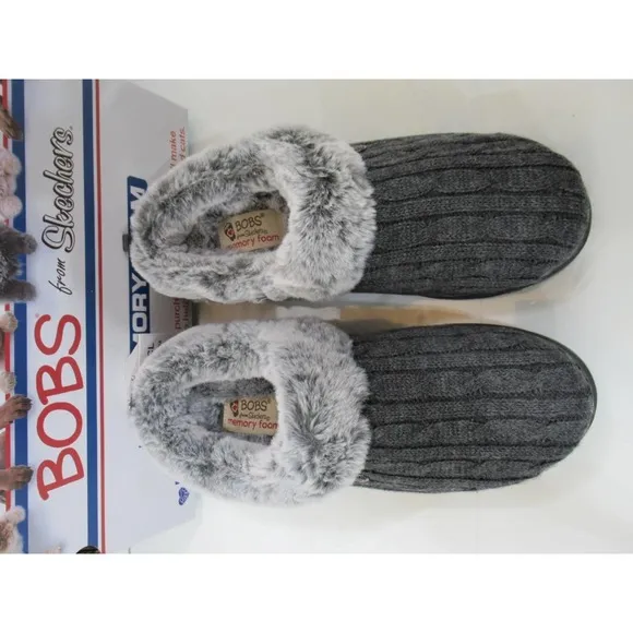 Women's BOBS From Skechers Keepsakes Ice Angel Slippers Clogs Charcoal Size 7