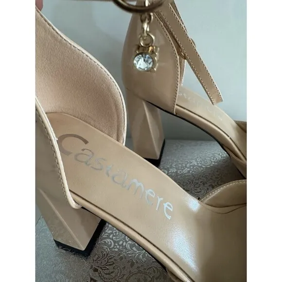 Womens Chunky Block High Heel Square Toe Pumps Ankle Strap beige prom dress