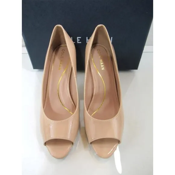 Women's Cole Haan Grand 360 Drado Peep toe Platform Pumps Heels Nude Size 7.5