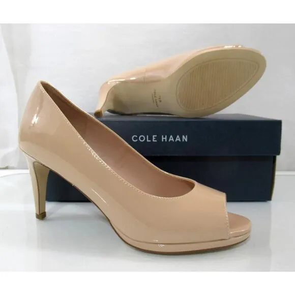 Women's Cole Haan Grand 360 Drado Peep toe Platform Pumps Heels Nude Size 7.5