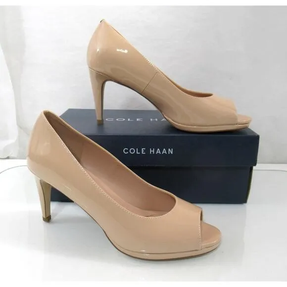 Women's Cole Haan Grand 360 Drado Peep toe Platform Pumps Heels Nude Size 7.5