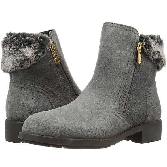 Women's Cole Haan Quinney Waterproof Ankle Boots Shoes Grey Zipper size 6.5B