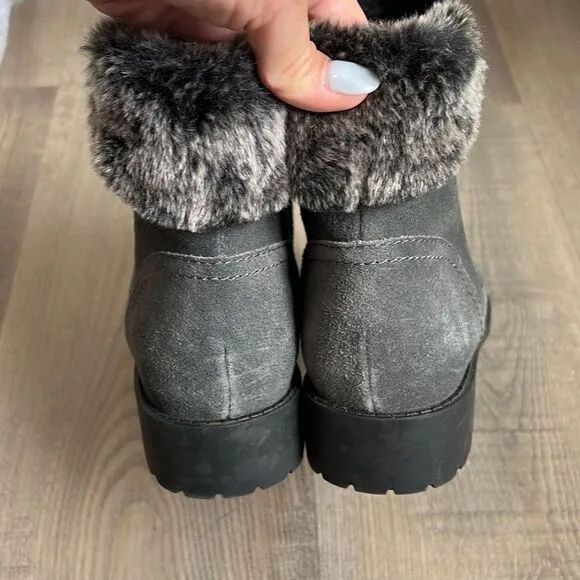 Women's Cole Haan Quinney Waterproof Ankle Boots Shoes Grey Zipper size 6.5B