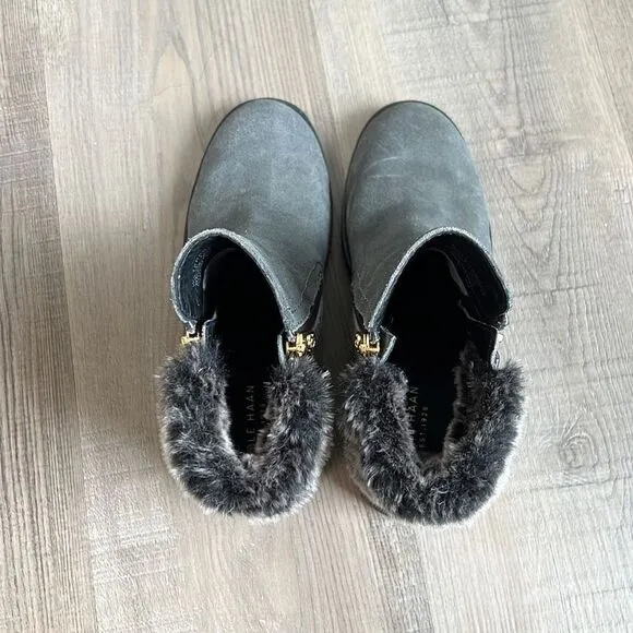 Women's Cole Haan Quinney Waterproof Ankle Boots Shoes Grey Zipper size 6.5B