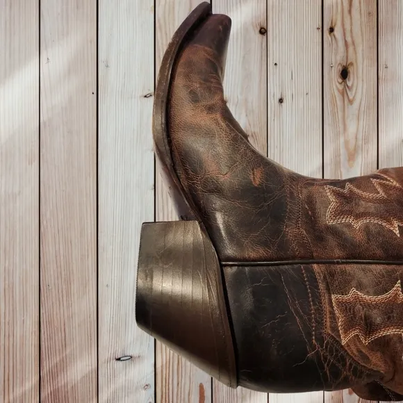 WOMENS DAN POST COWBOY COUNTRY WESTERN‎ BOOTS BROWN SIZE 6.5M