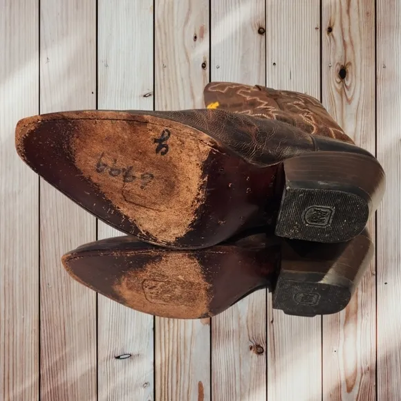 WOMENS DAN POST COWBOY COUNTRY WESTERN‎ BOOTS BROWN SIZE 6.5M