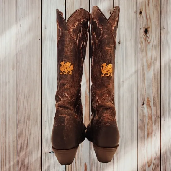 WOMENS DAN POST COWBOY COUNTRY WESTERN‎ BOOTS BROWN SIZE 6.5M