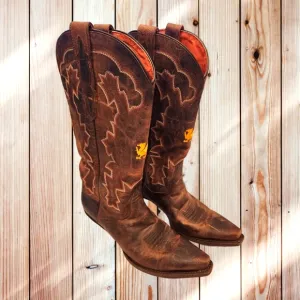 WOMENS DAN POST COWBOY COUNTRY WESTERN‎ BOOTS BROWN SIZE 6.5M