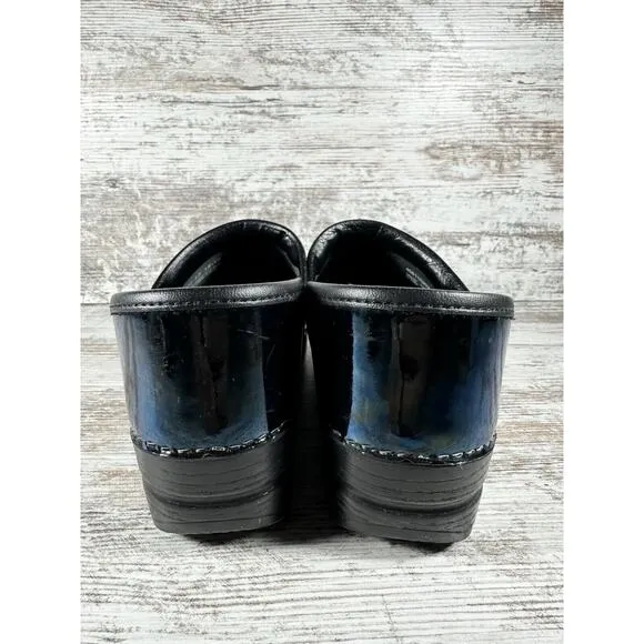 Women's Dansko Professional Iridescent Black Patent Leather Clogs Sz EUR 37/US 7