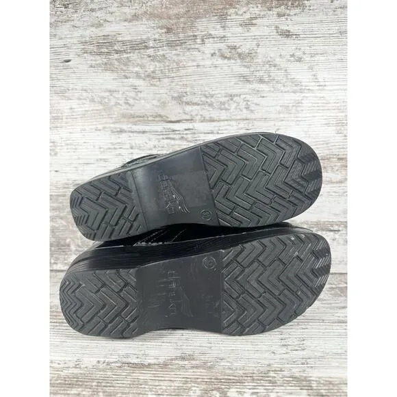 Women's Dansko Professional Iridescent Black Patent Leather Clogs Sz EUR 37/US 7
