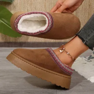 Women's Fur Lined Slippers - Outdoor Non-Slip Comfort With Thick Flat Soles