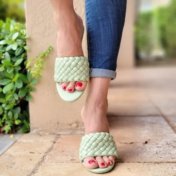 Women's High Heel Mule Sandals Sage Color