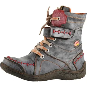 Women's Lace-up Leather Casual Ankle Non-slip Boot With Handstitching Up…