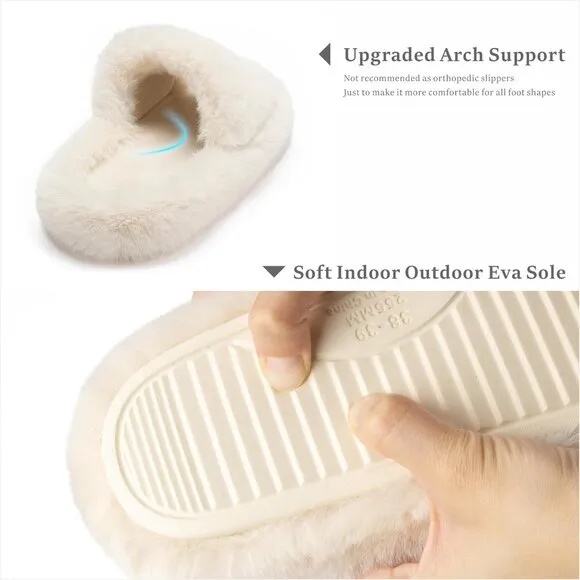 Women's Memory Foam House Bedroom Fuzzy Anti Skid Sole Trendy Gift Slippers