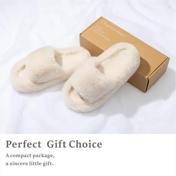 Women's Memory Foam House Bedroom Fuzzy Anti Skid Sole Trendy Gift Slippers