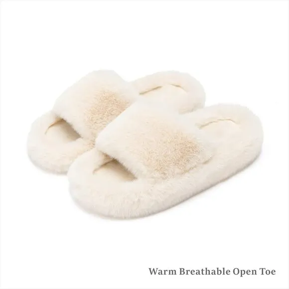Women's Memory Foam House Bedroom Fuzzy Anti Skid Sole Trendy Gift Slippers