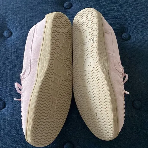 Womens Moccasins Sz 9 My slippers Pink Cream in/out by My pillow Suede Faux Fur