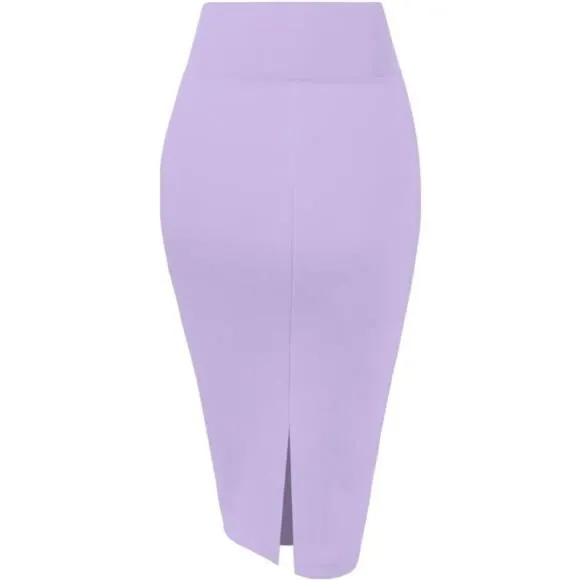 Women's Premium Nylon Ponte Stretch High Waist Pencil Suit 1073t lilac