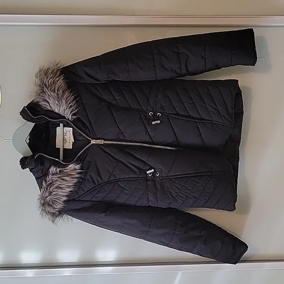 Women's Puffer Coat Marilyn &amp; Me Faux-fur trim front zipper closure