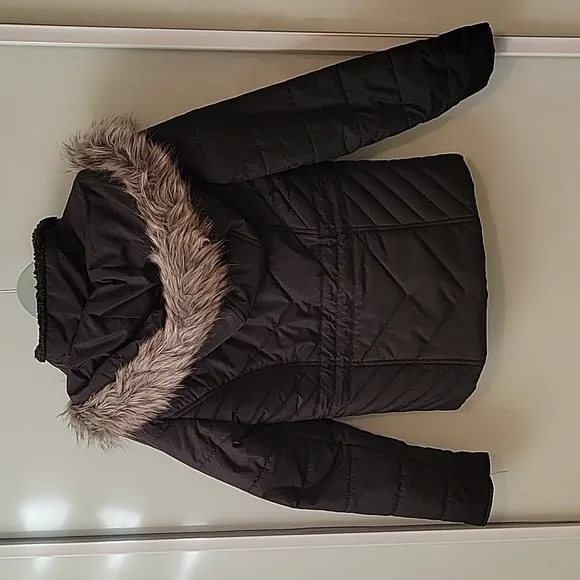 Women's Puffer Coat Marilyn &amp; Me Faux-fur trim front zipper closure