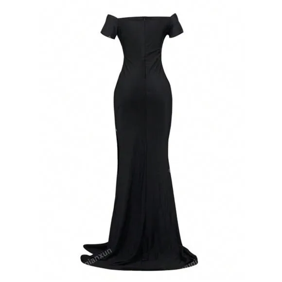 Women's Slim Fit Deep V-Neck Sexy Split Dress