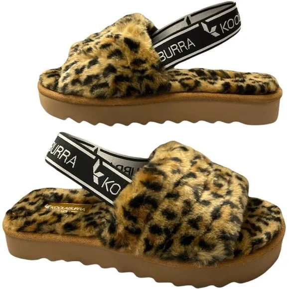 Women’s Slippers Size 6 Koolaburra FUZZ'N II CHEETAH Print Strappy Sandal