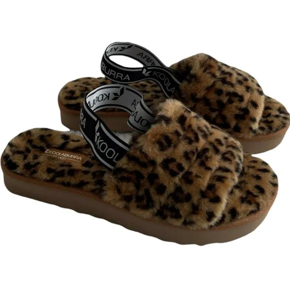 Women’s Slippers Size 7 Koolaburra FUZZ'N II CHEETAH Strappy Sandal