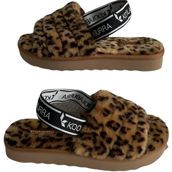 Women’s Slippers Size 7 Koolaburra FUZZ'N II CHEETAH Strappy Sandal