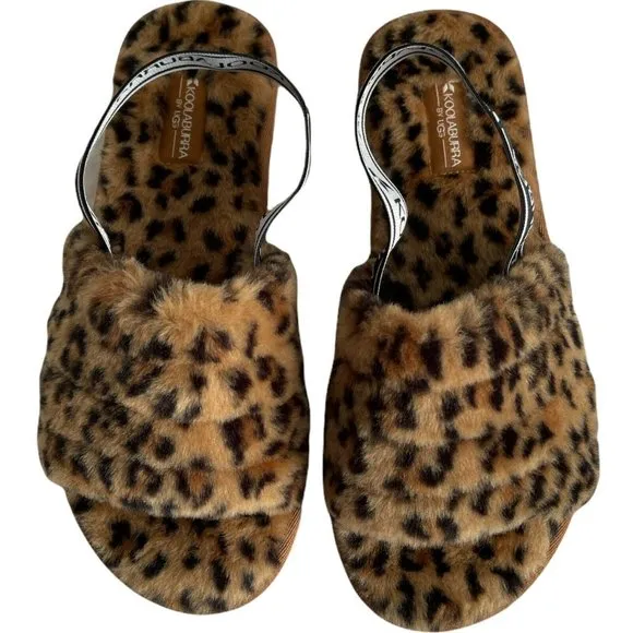Women’s Slippers Size 7 Koolaburra FUZZ'N II CHEETAH Strappy Sandal