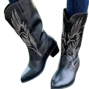 womens solid color embroidered boots 11