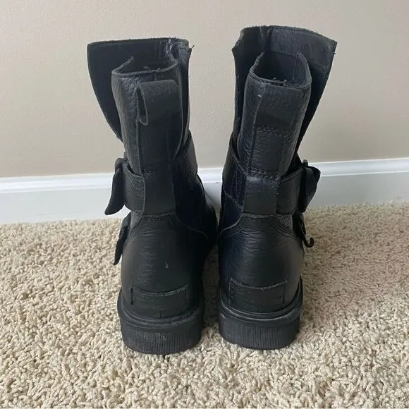 Women's Sorel Black Phoenix Moto Boots Size 8.5 Black Waterproof leather buckle
