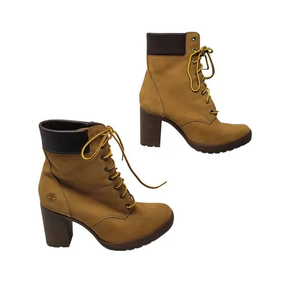 Womens Timberland Allington Mid Lace-Up Combat Heeled Work Boots 9 Streetwear