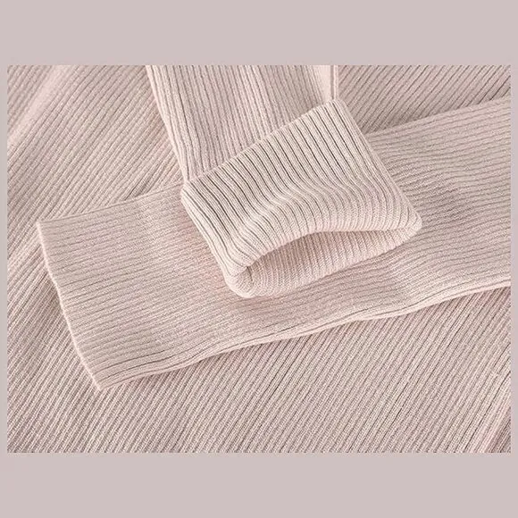 Women's Turtleneck Ribbed Knit Long Sleeve Slim Fit Sweater Dress Apricot-141
