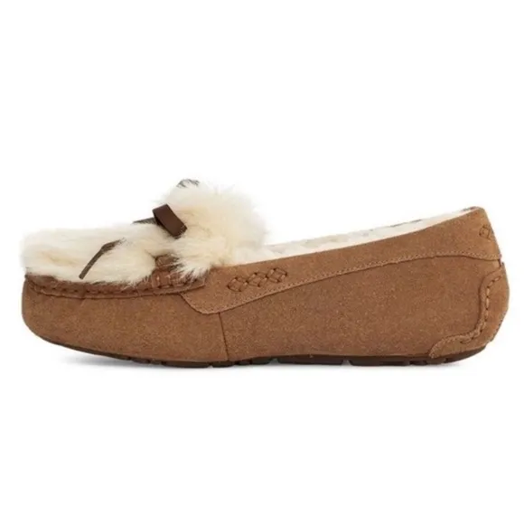 Women's UGG ANSLEY SHAINE Suede Indoor/Outdoor Moccasin Slippers - NIB