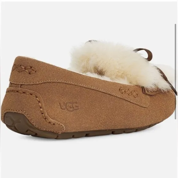 Women's UGG ANSLEY SHAINE Suede Indoor/Outdoor Moccasin Slippers - NIB