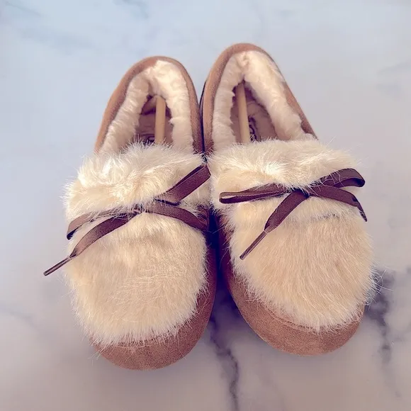 Women's UGG ANSLEY SHAINE Suede Indoor/Outdoor Moccasin Slippers - NIB