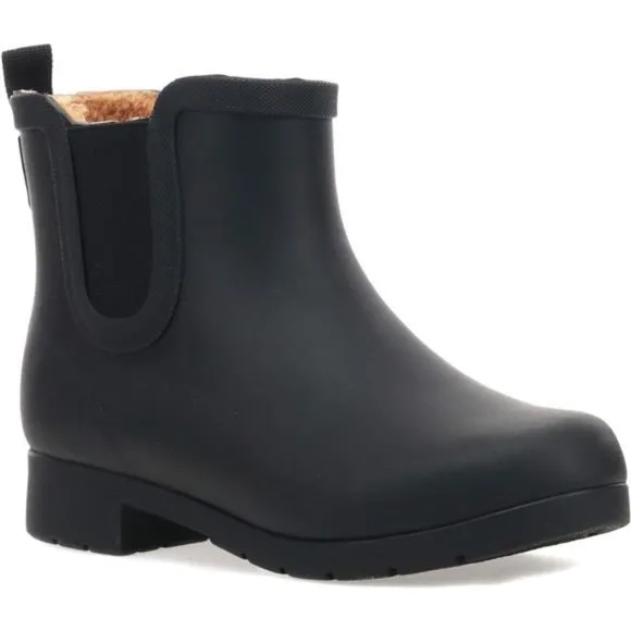 Women's Waterproof Plush Bootie Boots, Black