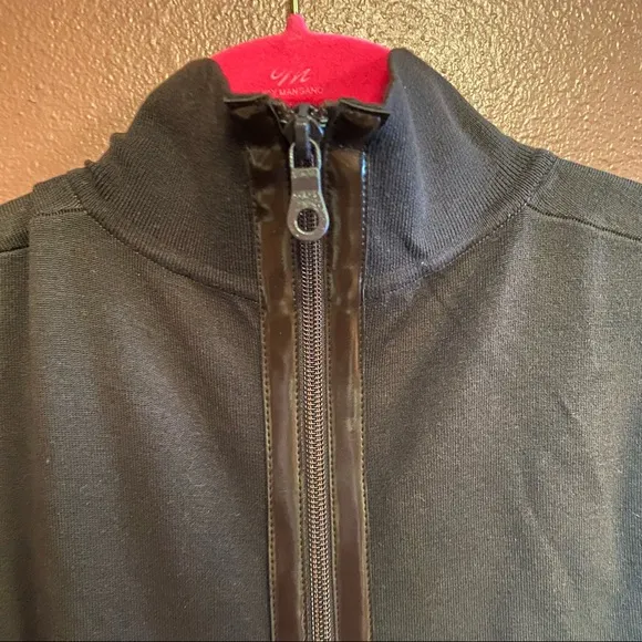 WORTH chocolate brown silk blend turtleneck sweater dress with patent piping