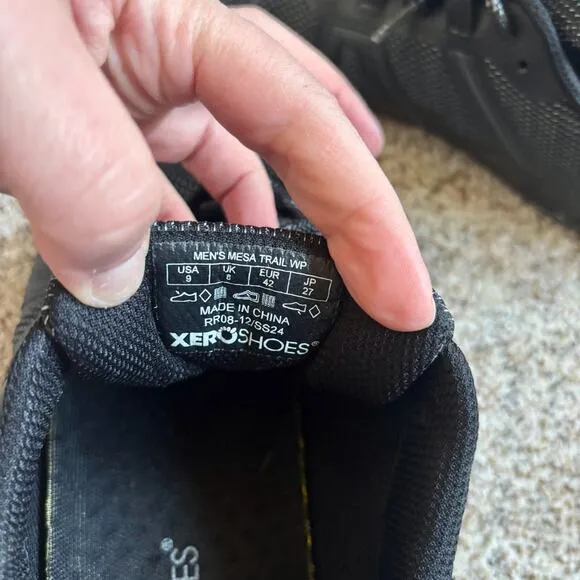 Xero Shoes Men's Size 9 Mesa Trail WP Sneaker Black Slip Resistant Shoes