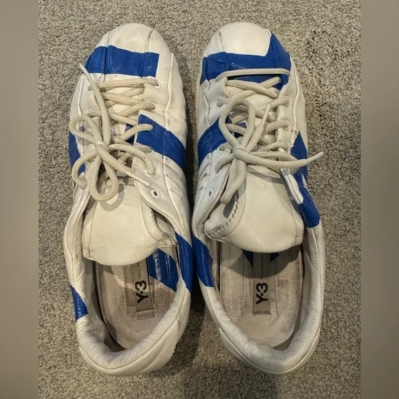 Y-3 blue and white sneakers, size 10.5
