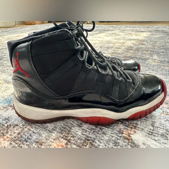 Youth Nike Air Jordan Retro Bred (2012) Basketball Shoes Black Red White - 5.5Y