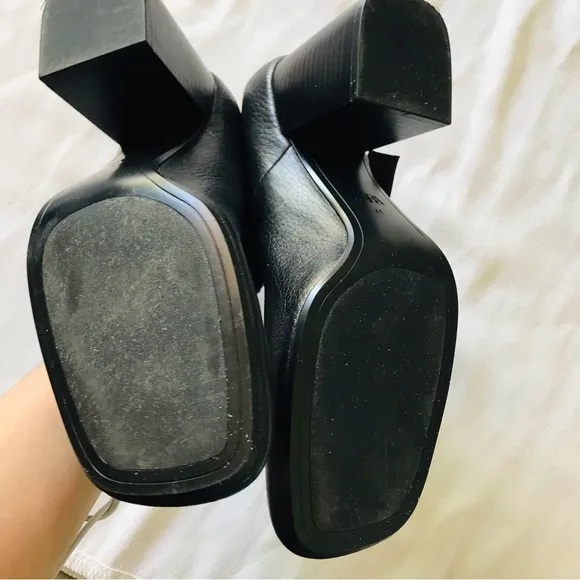 Zara Black Chunky Heel Mary Jane Shoes