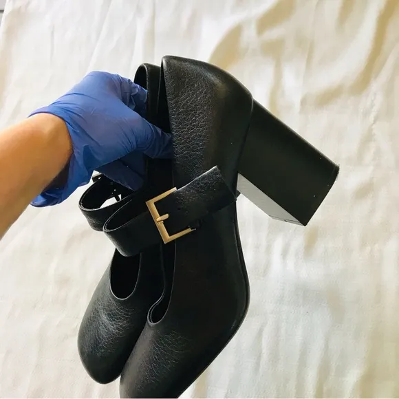 Zara Black Chunky Heel Mary Jane Shoes