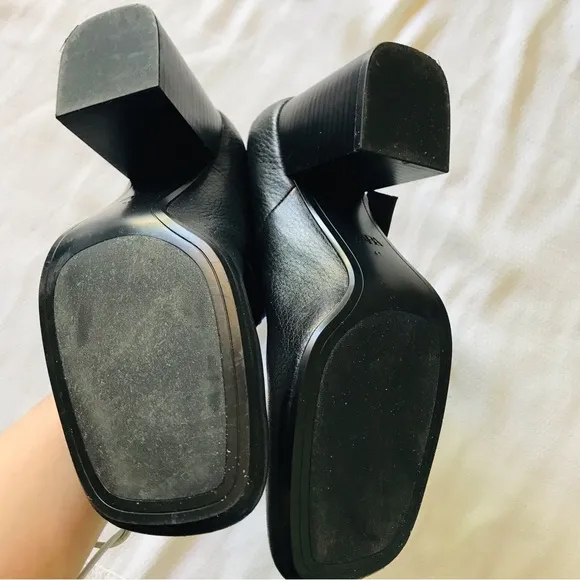 Zara Black Chunky Heel Mary Jane Shoes
