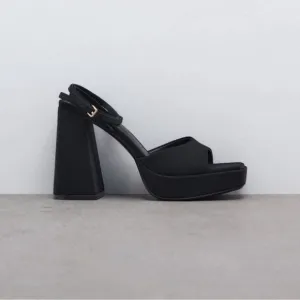 Zara Black Platform Sandals with Chunky Heel