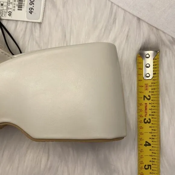 Zara Chunky Platform Off White Sandals Shoes Size 9