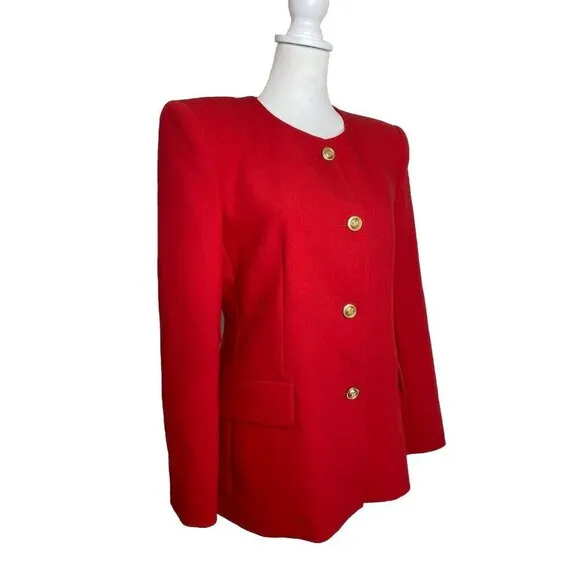 ZARA NEW WOMAN LONG BELTED BLAZER DRESS GOLD BUTTONS RED W/ VINTAGE BELT MEDIUM