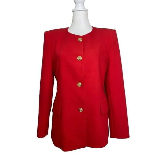 ZARA NEW WOMAN LONG BELTED BLAZER DRESS GOLD BUTTONS RED W/ VINTAGE BELT MEDIUM