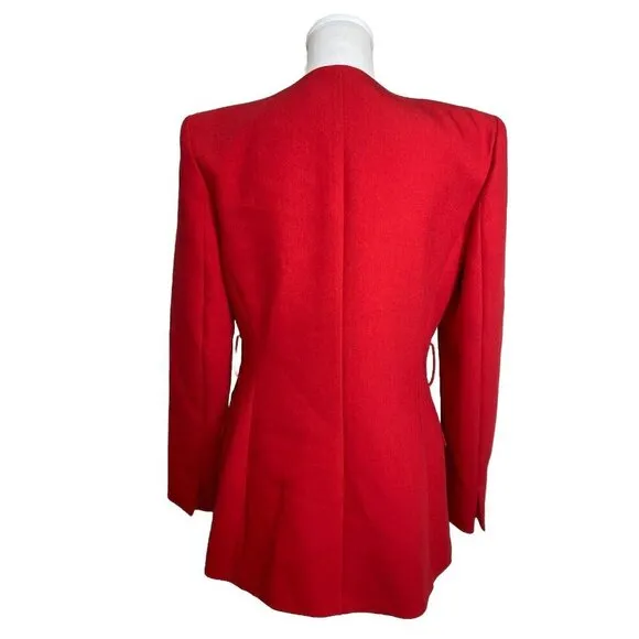 ZARA NEW WOMAN LONG BELTED BLAZER DRESS GOLD BUTTONS RED W/ VINTAGE BELT MEDIUM